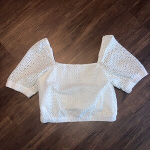 Everlane women’s White Puff Sleeve Crop Top size L